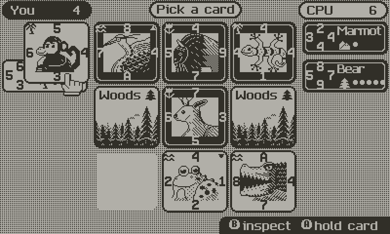 A card is chosen, placed, and flips two rivals.